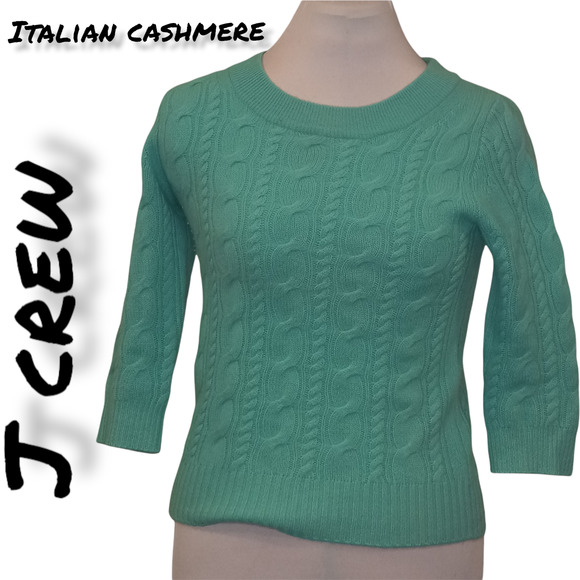 J. Crew Sweaters - J Crew Aqua Blue Crew Neck Italian Cashmere Sweater XS